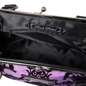 Rock Rebel Mistress Black on Royal Purple Handbag Violet Victorian Damask Retro Kisslock Purse