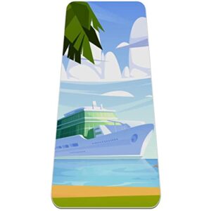 Yoga Mat, Yoga Mats for Home Workout, Workout Mat, Exercise Mats, Pilates Mat, Palm Tree Sea Ship