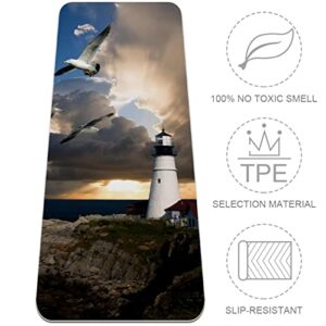 Yoga Mat, Yoga Mats for Home Workout, Workout Mat, Exercise Mats, Pilates Mat, House Lighthouse Seagull