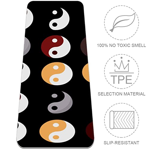 Yoga Mat, Yoga Mats for Home Workout, Workout Mat, Exercise Mats, Pilates Mat, Colorful Yin Yang Gossip