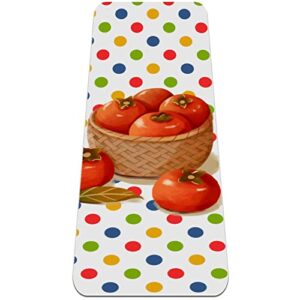 yoga mat, yoga mats for home workout, workout mat, exercise mats, pilates mat, autumn ripe persimmons in the basket colorful dot