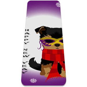 yoga mat, yoga mats for home workout, workout mat, exercise mats, pilates mat, xmas dog red scarf pattern