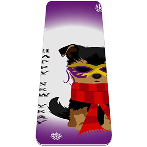 Yoga Mat, Yoga Mats for Home Workout, Workout Mat, Exercise Mats, Pilates Mat, Xmas Dog Red Scarf Pattern