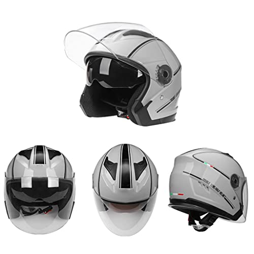 Scooter Motorcycle Helmet DOT Approved, Retro Open Face Motorcycle Helmet with Quick Release Buckle, Motorcycle Half Helmet Adult Men Women, Motorbike Street Bike Moped Racing Helmet-F-58-62CM