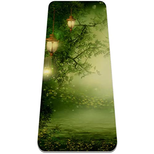 Yoga Mat, Yoga Mats for Home Workout, Workout Mat, Exercise Mats, Pilates Mat, Fairy Tale Green Forest Tree House