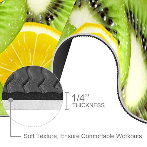 Yoga Mat, Yoga Mats for Home Workout, Workout Mat, Exercise Mats, Pilates Mat, Fruit Lemon Kiwi