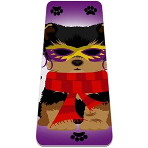 yoga mat, yoga mats for home workout, workout mat, exercise mats, pilates mat, dog red scarf purple pattern