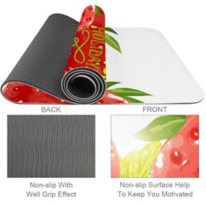 Yoga Mat, Yoga Mats for Home Workout, Workout Mat, Exercise Mats, Pilates Mat, Fruit Strawberry Red pattern