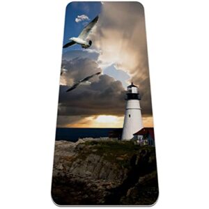 yoga mat, yoga mats for home workout, workout mat, exercise mats, pilates mat, house lighthouse seagull