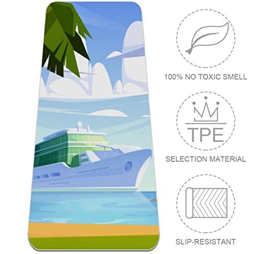 Yoga Mat, Yoga Mats for Home Workout, Workout Mat, Exercise Mats, Pilates Mat, Palm Tree Sea Ship