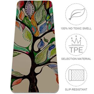 Yoga Mat, Yoga Mats for Home Workout, Workout Mat, Exercise Mats, Pilates Mat, colorful abstract tree leaves pattern