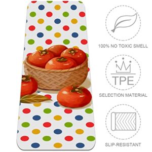 Yoga Mat, Yoga Mats for Home Workout, Workout Mat, Exercise Mats, Pilates Mat, Autumn Ripe Persimmons in the Basket Colorful Dot