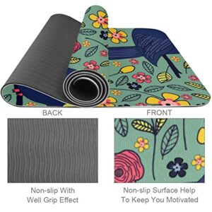 Yoga Mat, Yoga Mats for Home Workout, Workout Mat, Exercise Mats, Pilates Mat, seamless bird flower pattern