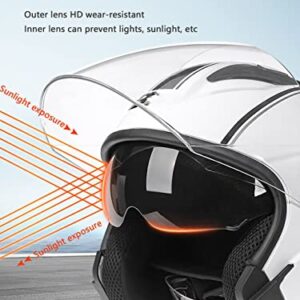 Scooter Motorcycle Helmet DOT Approved, Retro Open Face Motorcycle Helmet with Quick Release Buckle, Motorcycle Half Helmet Adult Men Women, Motorbike Street Bike Moped Racing Helmet-F-58-62CM