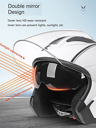 Scooter Motorcycle Helmet DOT Approved, Retro Open Face Motorcycle Helmet with Quick Release Buckle, Motorcycle Half Helmet Adult Men Women, Motorbike Street Bike Moped Racing Helmet-F-58-62CM