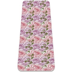 Yoga Mat, Yoga Mats for Home Workout, Workout Mat, Exercise Mats, Pilates Mat, Valentine's Day Roses Stacked Picture