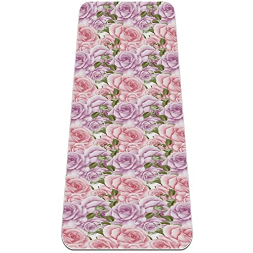 Yoga Mat, Yoga Mats for Home Workout, Workout Mat, Exercise Mats, Pilates Mat, Valentine's Day Roses Stacked Picture