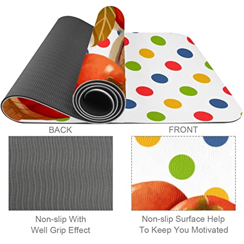 Yoga Mat, Yoga Mats for Home Workout, Workout Mat, Exercise Mats, Pilates Mat, Autumn Ripe Persimmons in the Basket Colorful Dot