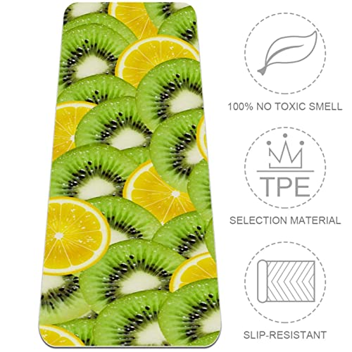 Yoga Mat, Yoga Mats for Home Workout, Workout Mat, Exercise Mats, Pilates Mat, Fruit Lemon Kiwi