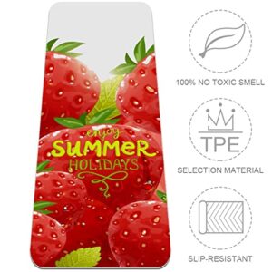 Yoga Mat, Yoga Mats for Home Workout, Workout Mat, Exercise Mats, Pilates Mat, Fruit Strawberry Red pattern