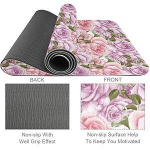 Yoga Mat, Yoga Mats for Home Workout, Workout Mat, Exercise Mats, Pilates Mat, Valentine's Day Roses Stacked Picture