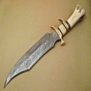 Damascus knife Gift Forged DAMASCUS Steel Hunting Knife With Camle BONE Handle