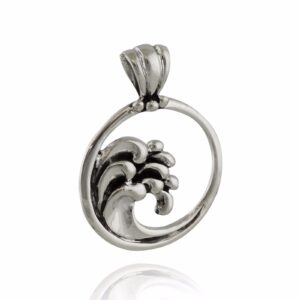 ocean waves pendant - 925 sterling silver - surf beach wave breaker sea