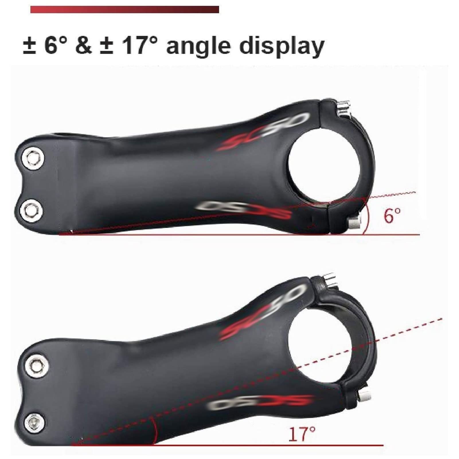 ZECHAO 31.8mm Road Bike Handlebar Stem,3K Carbon Bike Stem 6/17 Degree Matte Handlebar Stem for Mountain Mountain Bike Stems Bike Stem (Color : ± 17°, Size : 110MM)