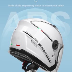 3/4 Lightweight Open Face Scooter Helmet, Jet Style Motorcycle Helmet for Adults Men Women DOT Approved Double Lens Motorbike Half Helmet for Street Electric Moped Scooter ATV-B-58-62CM