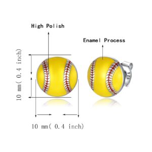 925 Sterling Silver Softball Volleyball Basketball Baseball Football Soccer Earrings Stud Hypoallergenic Sports Mom Jewelry Gifts for Women Player Lover (Softball)