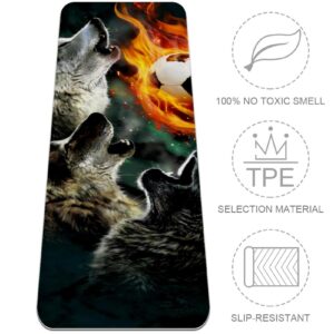 Yoga Mat, Yoga Mats for Home Workout, Workout Mat, Exercise Mats, Pilates Mat, Wolf Fire Football