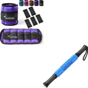 Sportneer Adjustable Ankle Weights+Handheld EVA Foam Roller Massage Stick