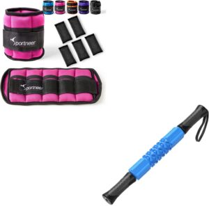 sportneer adjustable ankle weights+handheld eva foam roller massage stick