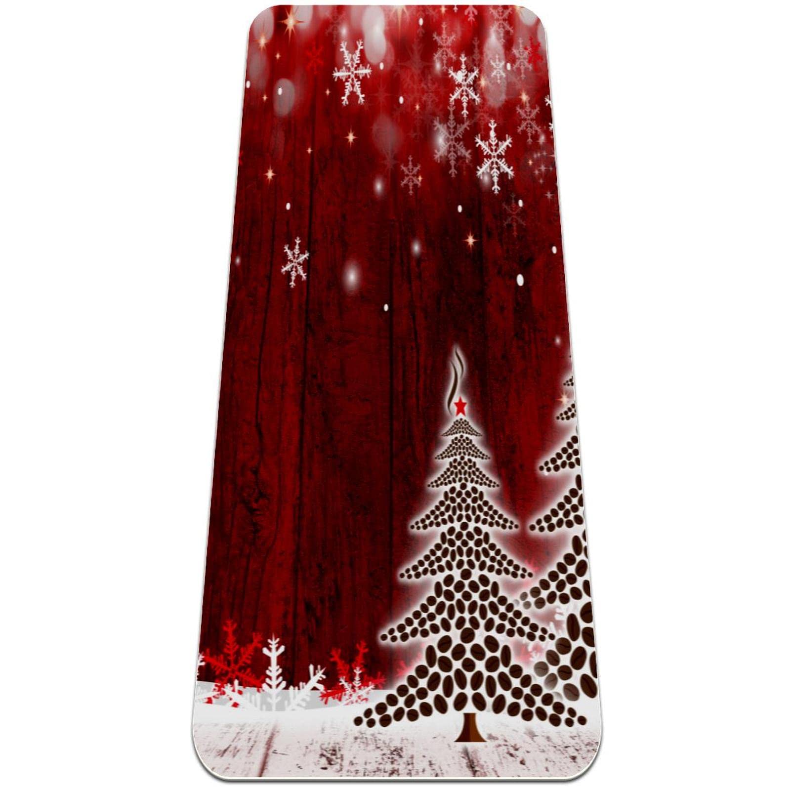 Yoga Mat, Yoga Mats for Home Workout, Workout Mat, Exercise Mats, Pilates Mat, christmas snowflake tree red pattern