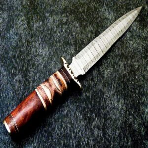 CUSTOM HANDMADE DAMASCUS STEEL CAMPING DAGGER HUNTING KNIFE BOWIE KNIFE