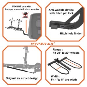 HYPERAX Special Combo - Volt RV 4X with 2X E-Bike Adapter & Steel Locking-Cable (L) -Hitch Mounted 4 Bike Rack Carrier for RV,Toad with Fits Up to 2x75lb E Bike +2X50lb Bikes with Up to 5" Fat Tire