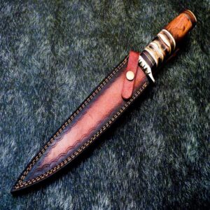 CUSTOM HANDMADE DAMASCUS STEEL CAMPING DAGGER HUNTING KNIFE BOWIE KNIFE