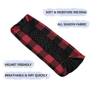 Unisex Workout Headbands Buffalo-Plaid-Happy-Camper Elastic Yoga Sweatband Stretchy Sports Hairband