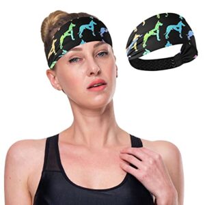 Unisex Workout Headbands Great-dane-Heart-Love Elastic Yoga Sweatband Stretchy Sports Hairband