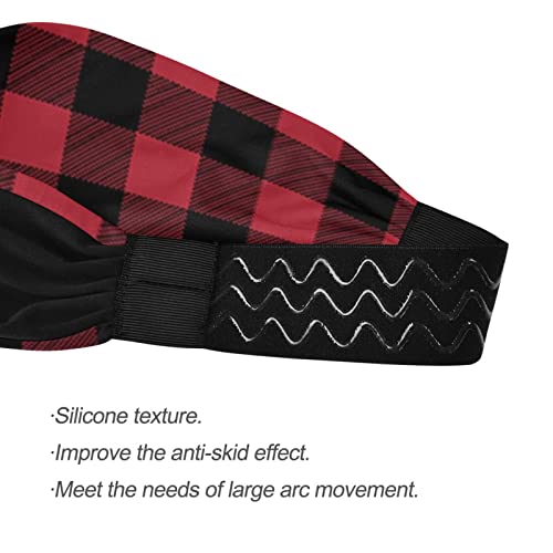 Unisex Workout Headbands Buffalo-Plaid-Happy-Camper Elastic Yoga Sweatband Stretchy Sports Hairband