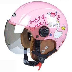 adult motorcycle half helmet, dot approved abs open face personalized helmet, for unisex youth with visor goggles, outdoor chopper scooter moped cruiser electric bicycle helmet-f-54-61cm