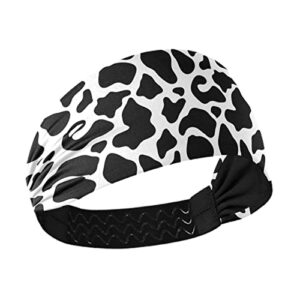 Unisex Workout Headbands Cow-dot-Skin-Print Elastic Yoga Sweatband Stretchy Sports Hairband