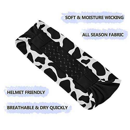 Unisex Workout Headbands Cow-dot-Skin-Print Elastic Yoga Sweatband Stretchy Sports Hairband