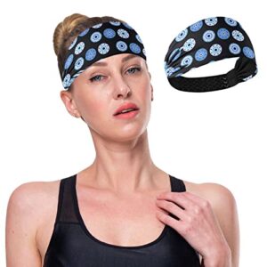 Unisex Workout Headbands Evil-Eye-Blue-Black Elastic Yoga Sweatband Stretchy Sports Hairband