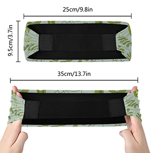 Unisex Workout Headbands Green-peas-Leave-Blue Elastic Yoga Sweatband Stretchy Sports Hairband