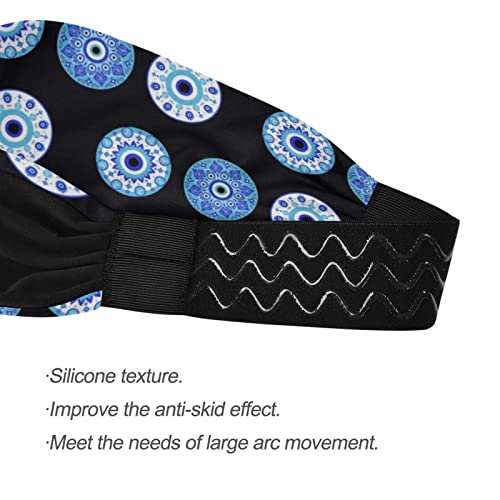 Unisex Workout Headbands Evil-Eye-Blue-Black Elastic Yoga Sweatband Stretchy Sports Hairband