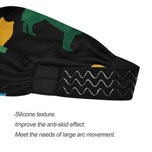 Unisex Workout Headbands Colorful-Geometric-Wolf Elastic Yoga Sweatband Stretchy Sports Hairband