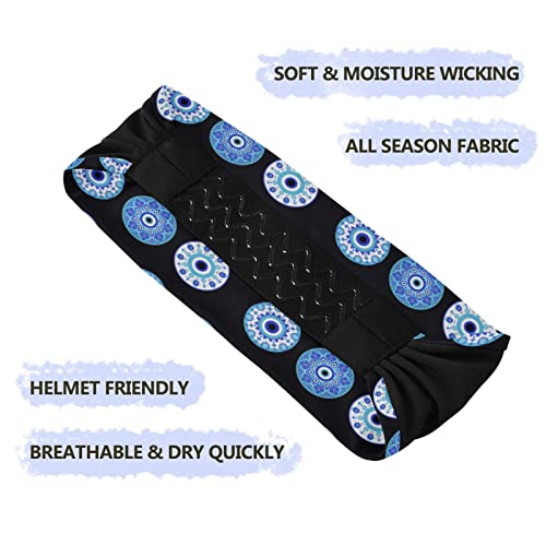 Unisex Workout Headbands Evil-Eye-Blue-Black Elastic Yoga Sweatband Stretchy Sports Hairband