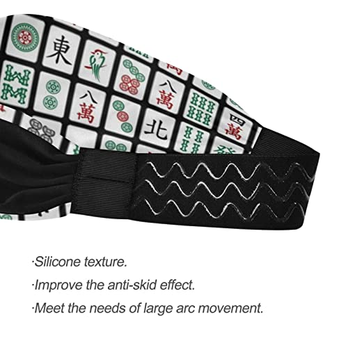 Unisex Workout Headbands Funny-Mahjong-Hipster Elastic Yoga Sweatband Stretchy Sports Hairband