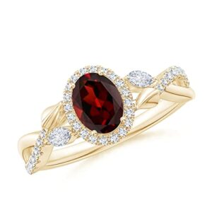 NYZA JEWELS Garnet Oval 7x5mm Beautiful Luxurious Anniversary Ring | Sterling Silver 925 With Rhodium Plated | Engagement & Anniversary Collections For Woman's (Yellow, 5)